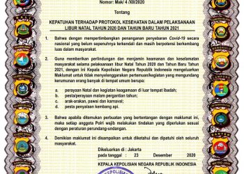 Jendral Kapolri Idham Azis Terbitkan Maklumat Protokol Kesehatan Jelang Natal dan Tahun  Baru
