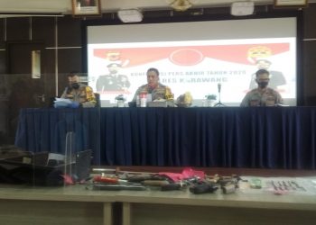 Polres Karawang Menggelar Press Rilis Ungkap Ratusan Kejahatan Selama Tahun 2020