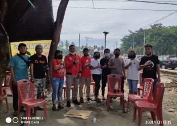 Yaved Nataniel Menyambut Rombongan Relawan DPD PSI Kab. Morowali Utara Peduli Gempa Sulbar