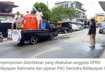 Peringati HUT Ke-13 Gerindra, Rahmatia dan Jajaranya Lakukan Penyemprotan Disinfektan