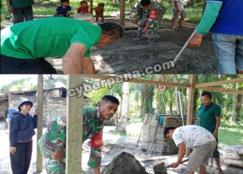 Sinergi TNI Bersama Rakyat, Babinsa Koramil 1427-03 Baras Bantu Bangun Rumah Warga