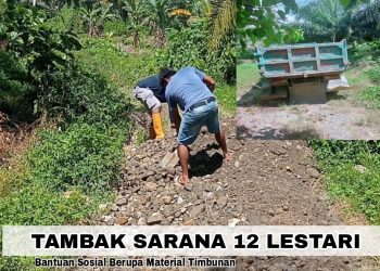 Peduli Terhadap Jalan Tani, Tambak Sarana 12 Lestari Berikan Bantuan Sosial berupa Material Timbunan