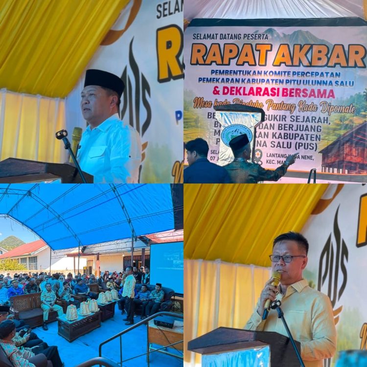 Wujudkan Pemekaran Kabupaten Pitu Ulunna Salu, Ratusan Masyarakat dari 7 Kecamatan Gelar Rapat Akbar