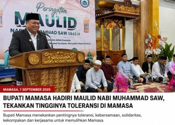 Bupati Mamasa menghadiri Maulid Nabi Muhammad SAW, sebagai wujud toleransi di Kab. Mamasa