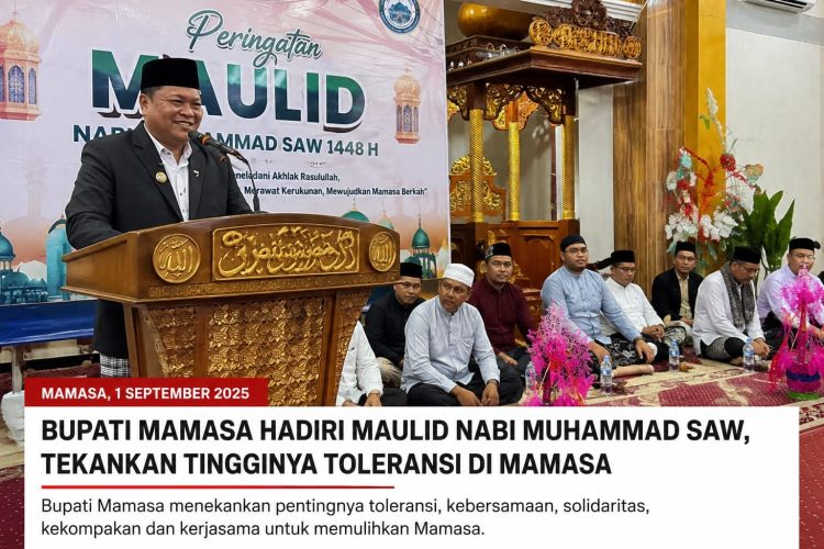 Bupati Mamasa menghadiri Maulid Nabi Muhammad SAW, sebagai wujud toleransi di Kab. Mamasa