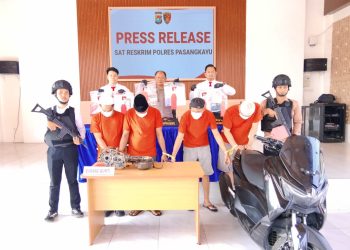 Polres Pasangkayu Gelar Press Release, Ungkap 4 Kasus Kejahatan, Amankan 4 Tersangka